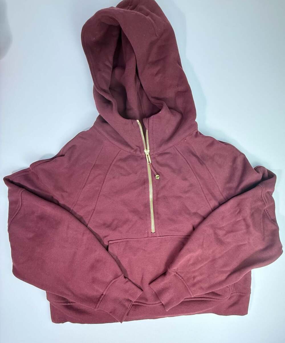 Lululemon Scuba Oversized Half-Zip Hoodie Garnet Red Gold Hardware